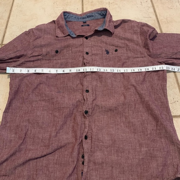 U.S. Polo Assn. Men’s XL Slim Fit Burgundy Casual Button-Down Shirt- Long Sleeve - Picture 2 of 6